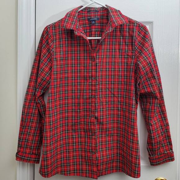 Lands End Womens Shirt Plaid Button Down No Iron Supima Office Work Casual Date - Picture 1 of 10